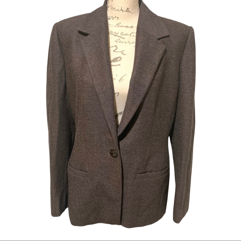 Linda Allard Ellen Tracy Brown Wool Blazer Size 12